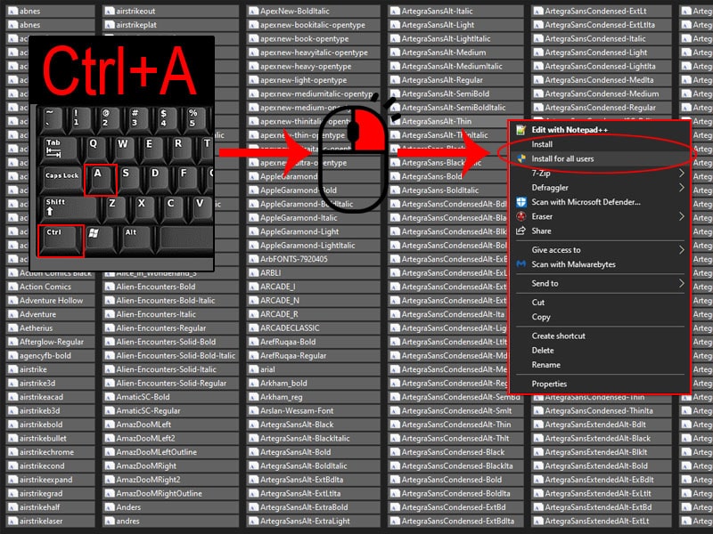 how to install many fonts at once
